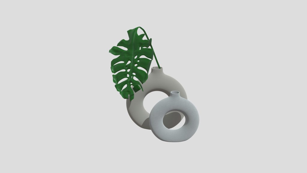Monstere On Beige Donut Vase