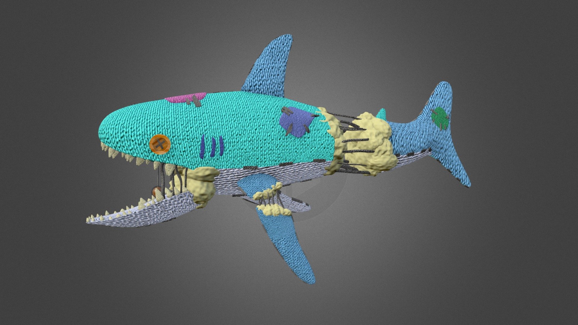 Yarn Shark Plushie - 3D model by ryzii [6122f03] - Sketchfab