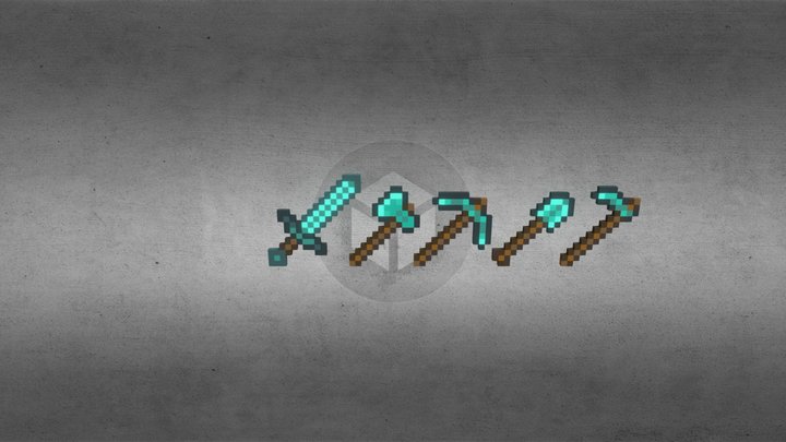 Minecraft Weapons and Tools 3D Model
