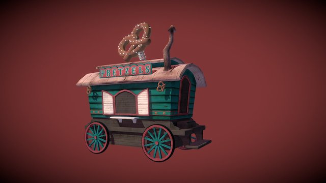 Animated Pretzel Stand 3D Model
