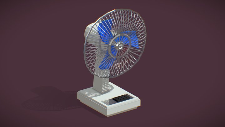 80s Desk Fan Low Poly 3D Model