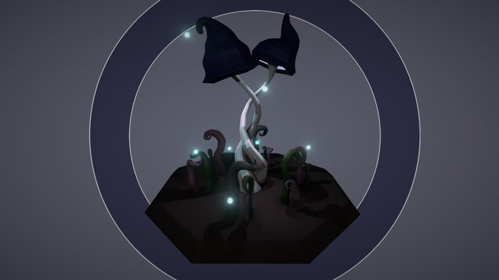 Low Poly Intertwining Mushrooms 3D Model