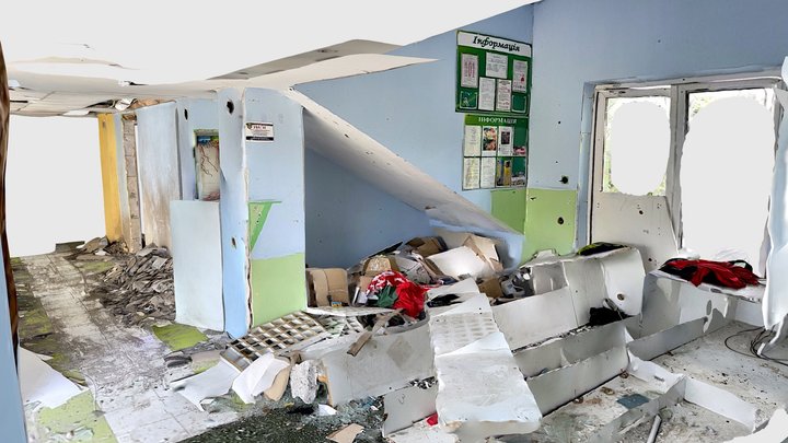 Destroyed soccer club interior