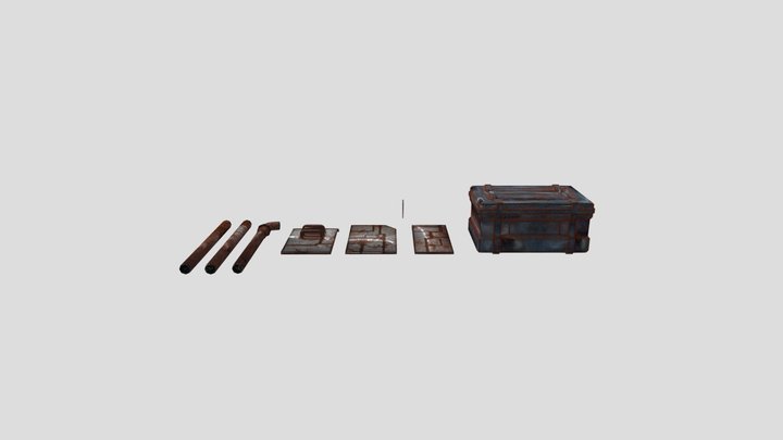 Assets lowpoly Scifi for video games 3D Model