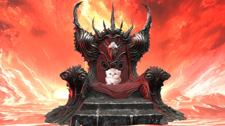 Dark Cat! skull Throne 3D Model