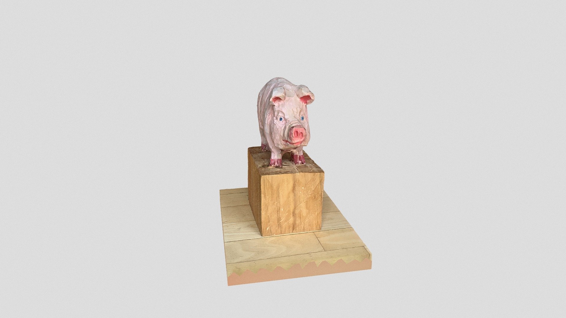 Wooden pig sculpture