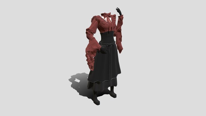 Victorian style dress 3D Model
