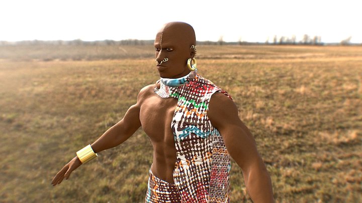 African Warrior 3D Model