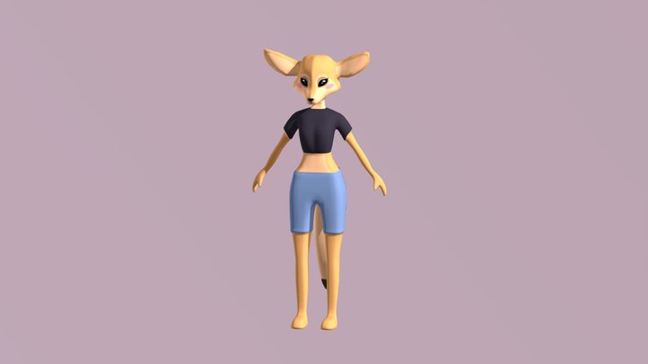 Fennec fox girl 3D Model