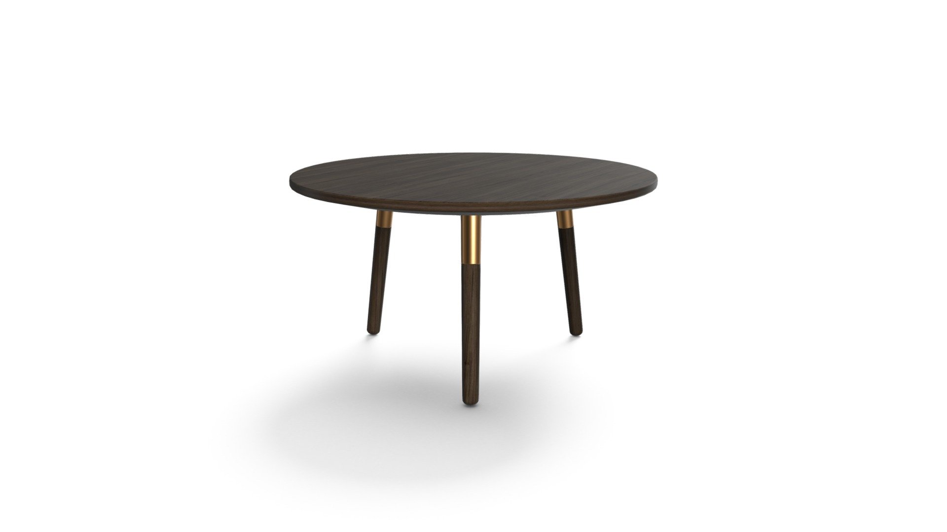Round Range Coffee Table,Dark Stain Ash & Brass