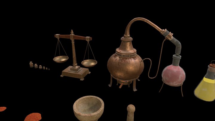 Medieval Alchemy kit 3D Model