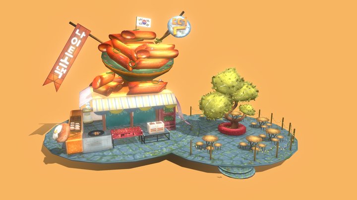 Korean Snack Stall 3D Model
