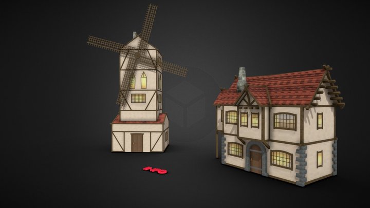 PACK 02: Stylized Medieval Houses – UE Ready – Modelo 3D gratuito STL
