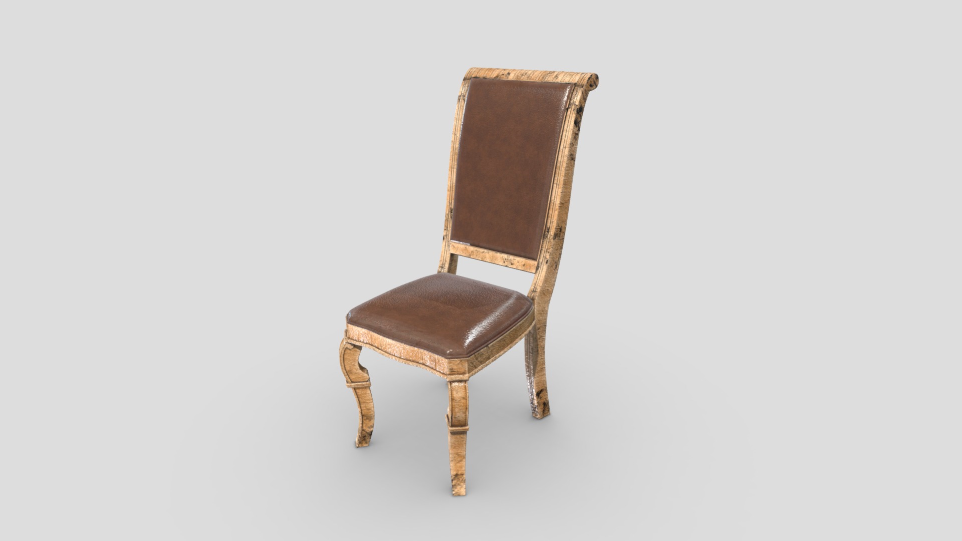 3D model Antique Chair 37 - This is a 3D model of the Antique Chair 37. The 3D model is about a brown chair with a cushion.