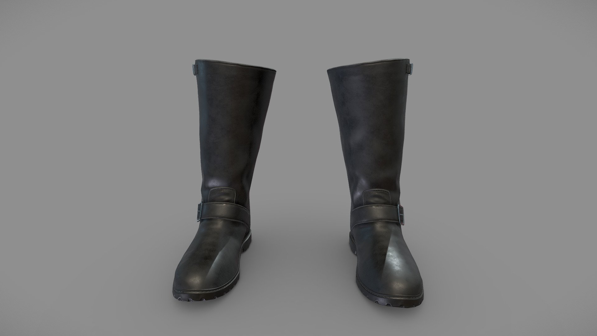 Black Lether Flat Biker Calf Boots - Buy Royalty Free 3D model by 3dia ...