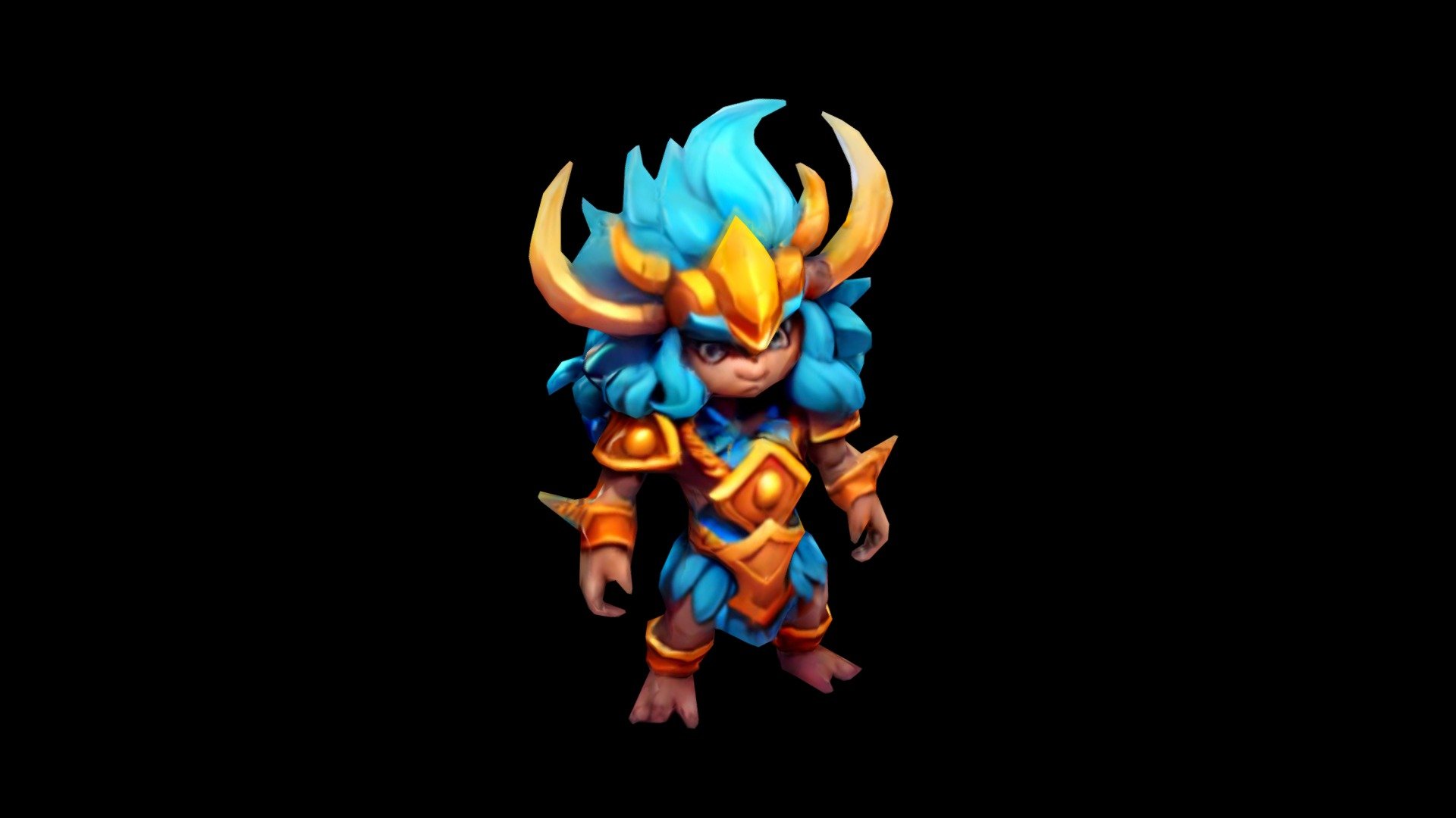 a cartoon character with horns and blue hair - Download Free 3D model ...
