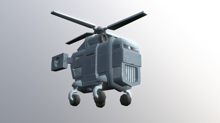 Low Poly Helicopter 3D Model