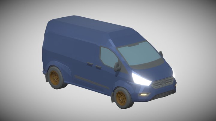 Ford Transit Custom Van L2H2 2018 Low Poly 3D Model