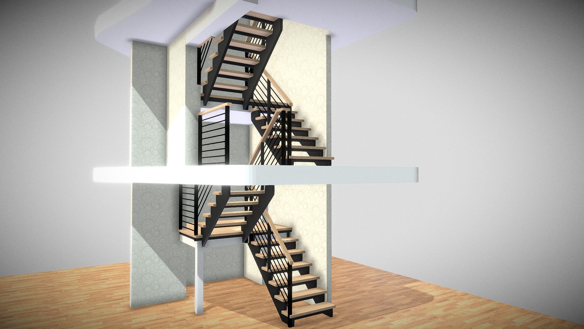 Switchback with iron rods - 3D model by 3D Software for Stair Design ...