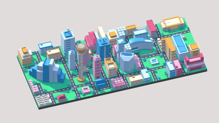 Dallas City Colorful 3D Model