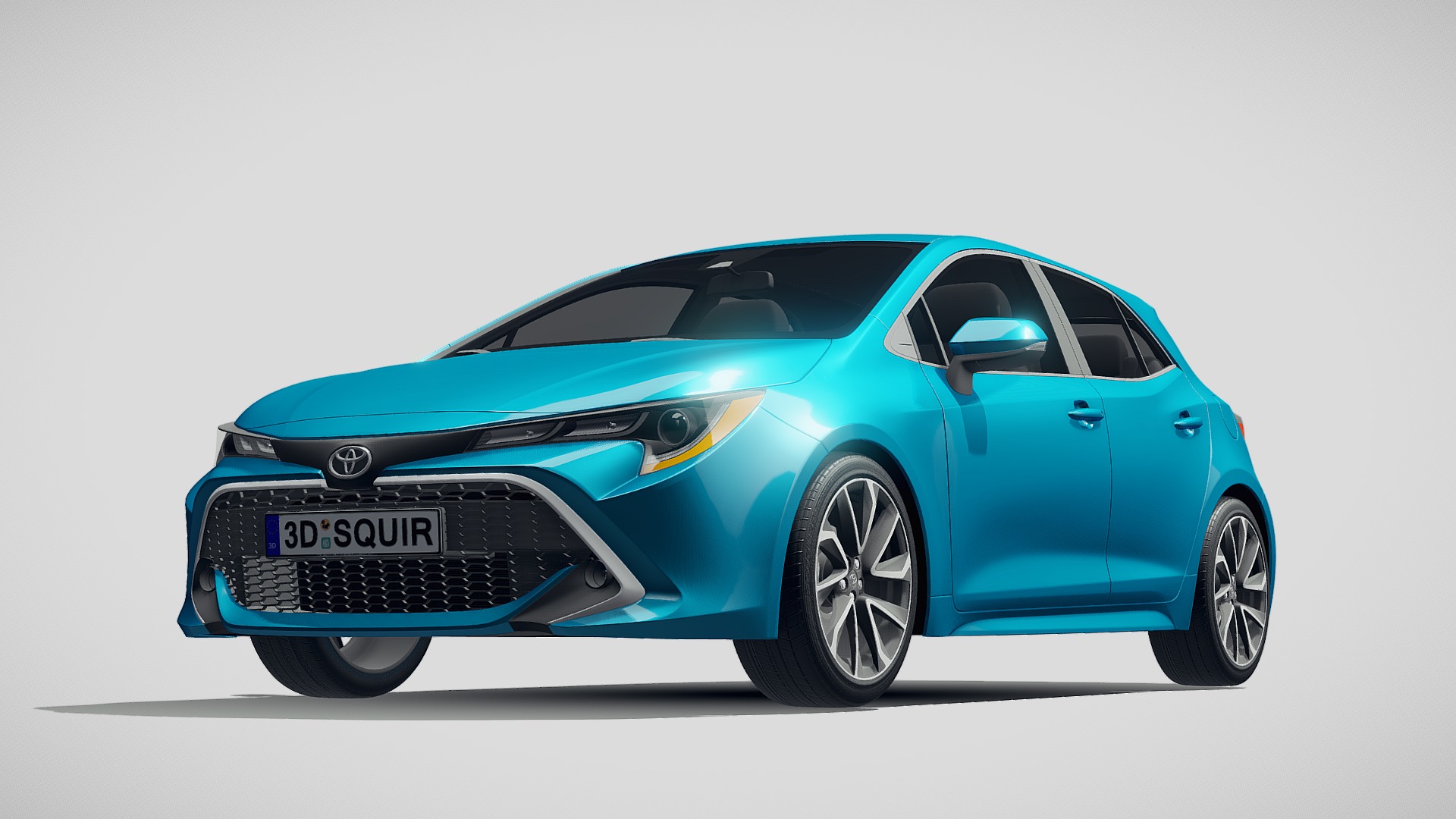 3D model Toyota Corolla Hatchback 2019 - This is a 3D model of the Toyota Corolla Hatchback 2019. The 3D model is about a blue car with a black grill.
