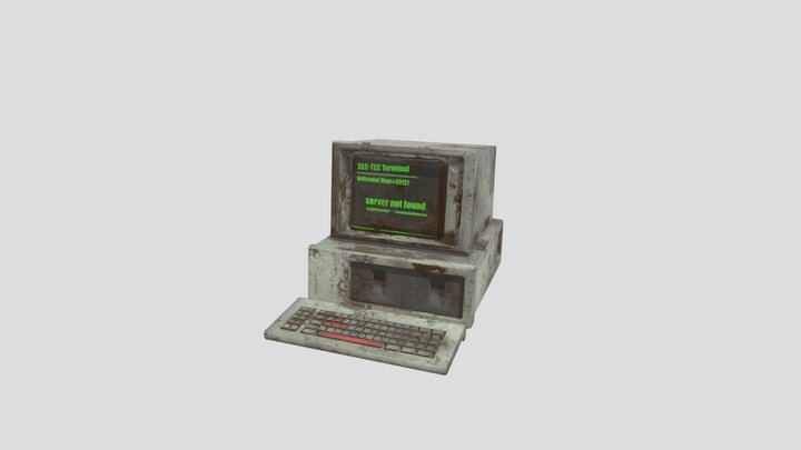 Vintage ruined computer terminal