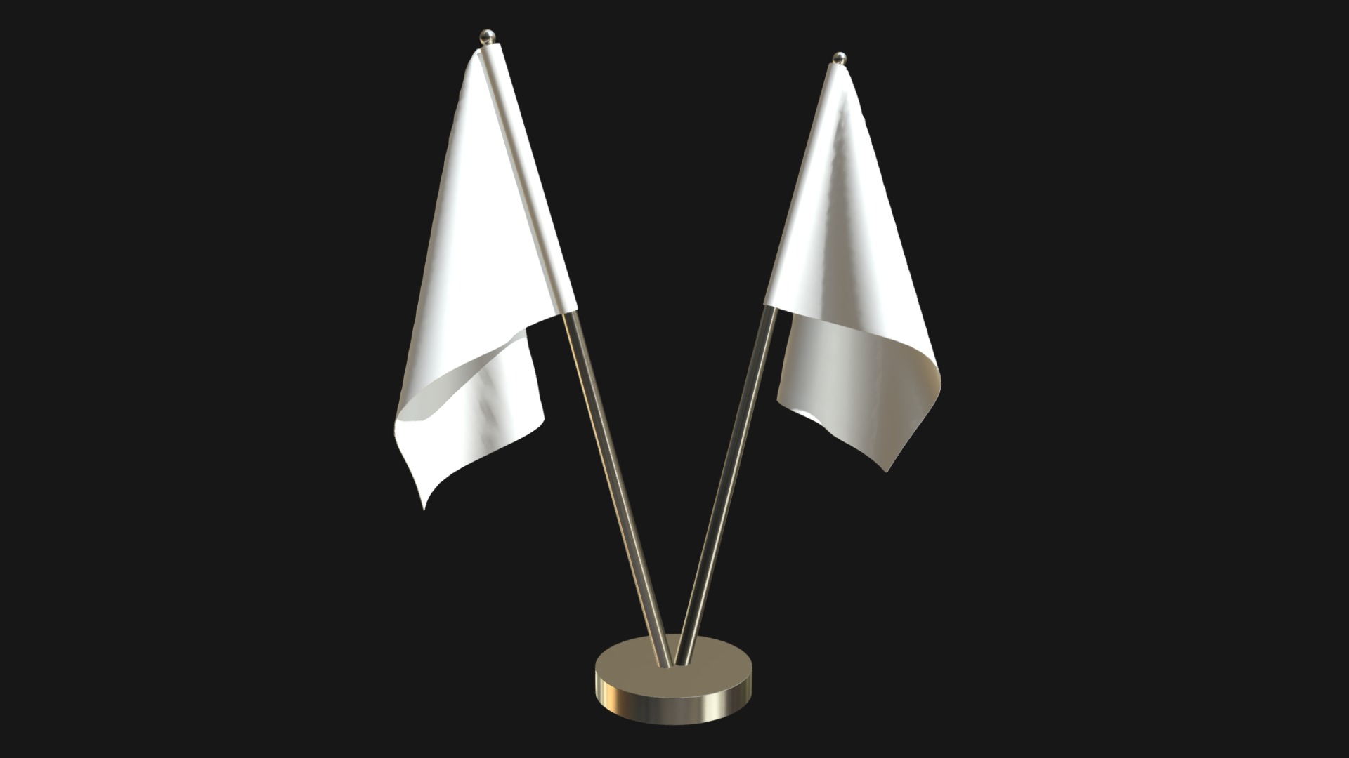 3D model Table top flags with stand - This is a 3D model of the Table top flags with stand. The 3D model is about a couple of white lamps.