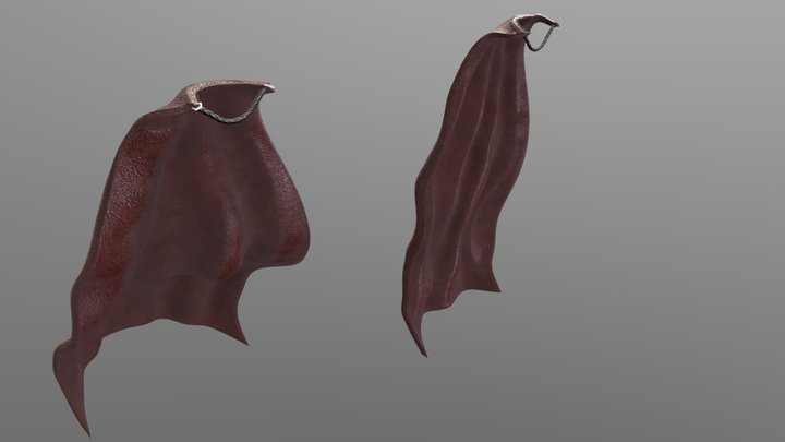 Red Leather Cape  - static and blowing 3D Model
