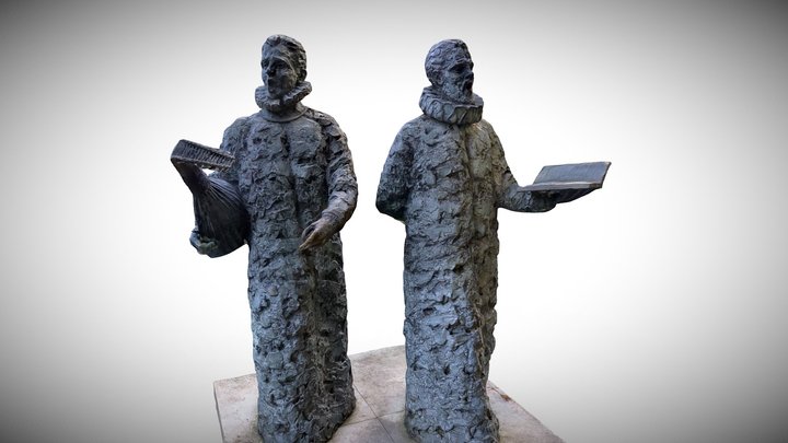 Medieval Lute player and Poet Bronze Statue 3D Model