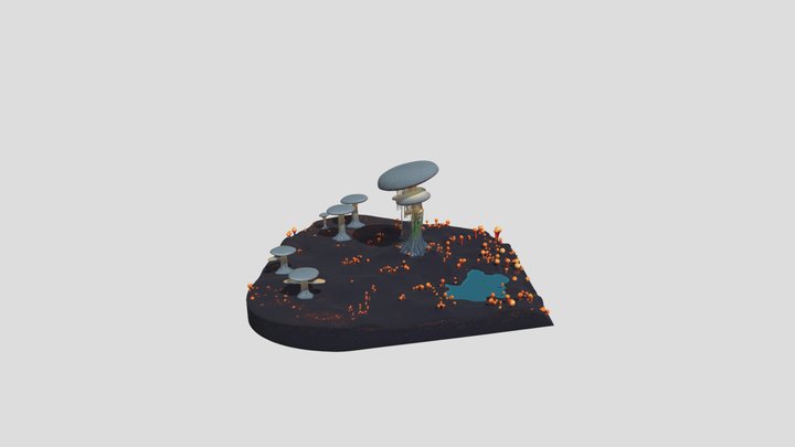 Glowing Primordial Mushroom Field – Kostenloses 3D-Modell STL