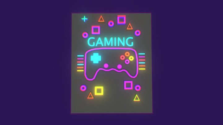 Neon Gaming Light Poster 3D Model