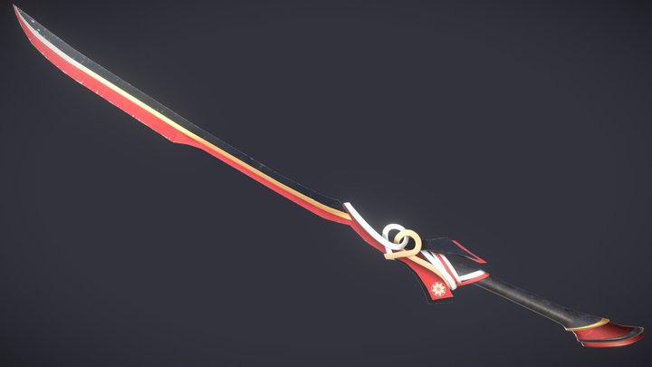PBR Detailed Model Of The Red Sword 3D Model