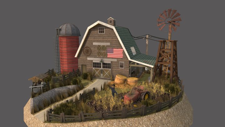 DAE Diorama Retake || Small American Farm 3D Model