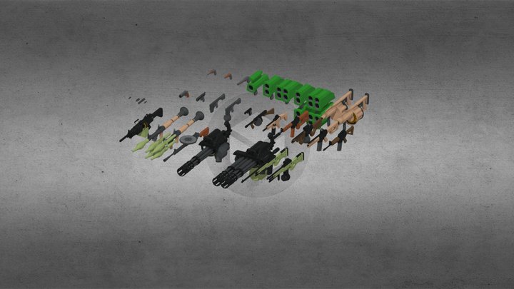 Low poly guns NOT TEXTURED 3D Model