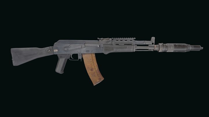 Kalashnikov assault rifle AK-102 photogrammetry 3D Model