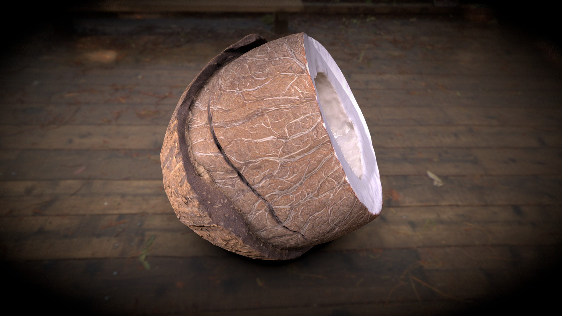 3D model Coconut - This is a 3D model of the Coconut. The 3D model is about a coconut on a table.