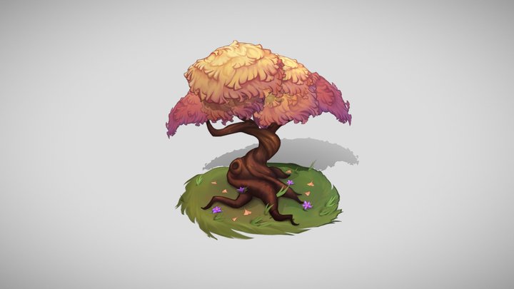 2.5D Stylized Ginko Tree 3D Model