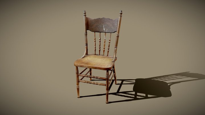 Wooden Dining Chair 3D Model