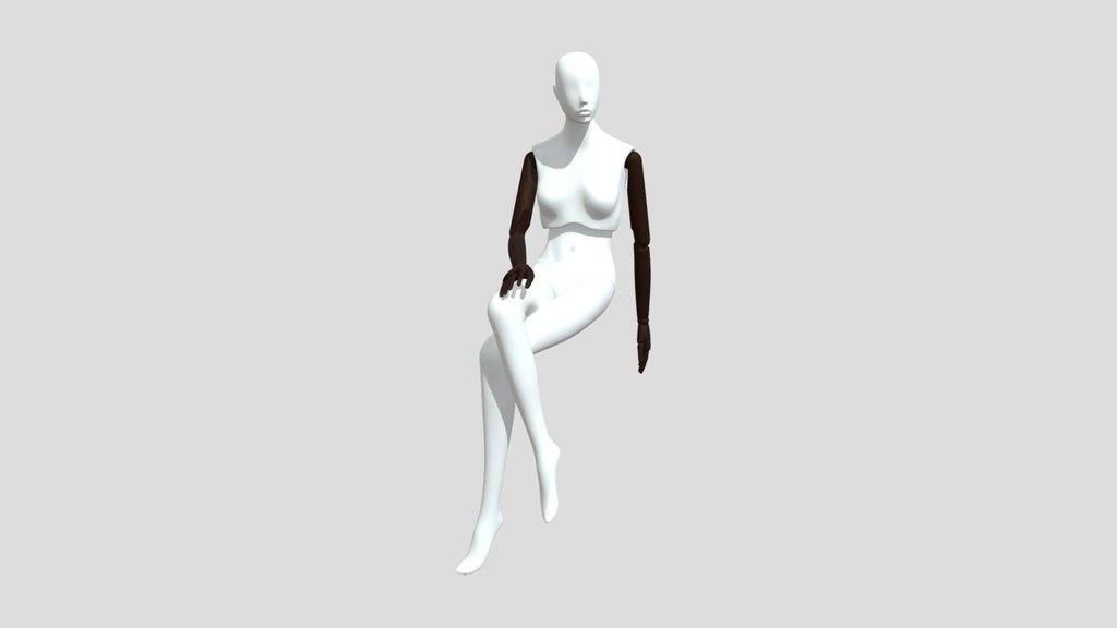 Sitting Figure with Wooden Arms
