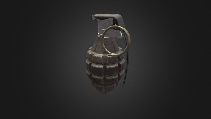 Matte bare black grenade 3D Model