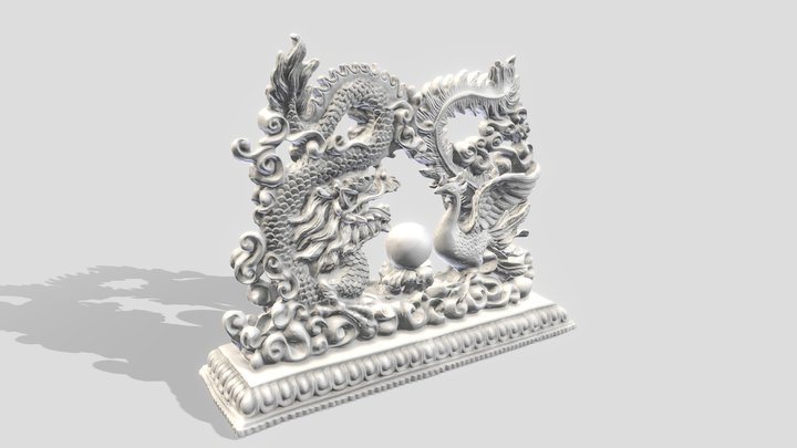 Dragon And Phoenix Statuette 3D Model