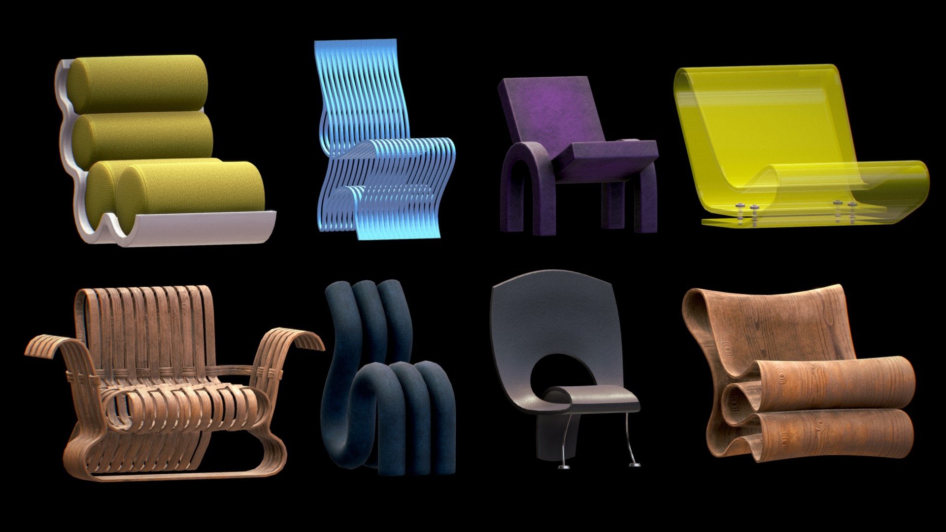 Chairs Pack 1 - Download Free 3D model by arloopa [618a360] - Sketchfab