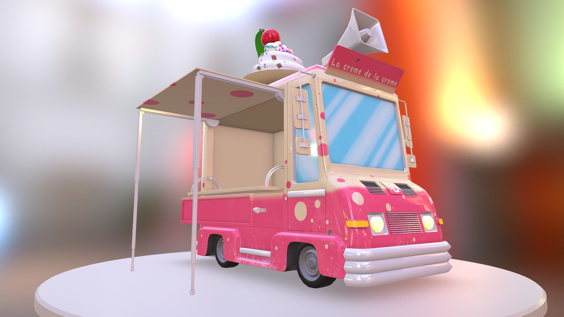 3D model Ice Cream Truck – Game Tatassos - This is a 3D model of the Ice Cream Truck - Game Tatassos. The 3D model is about a toy truck with a santa hat.
