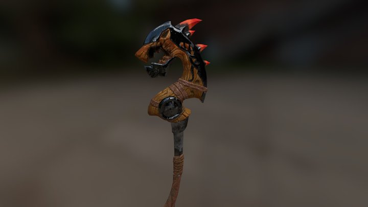 Flaming Horse Staff 3D Model