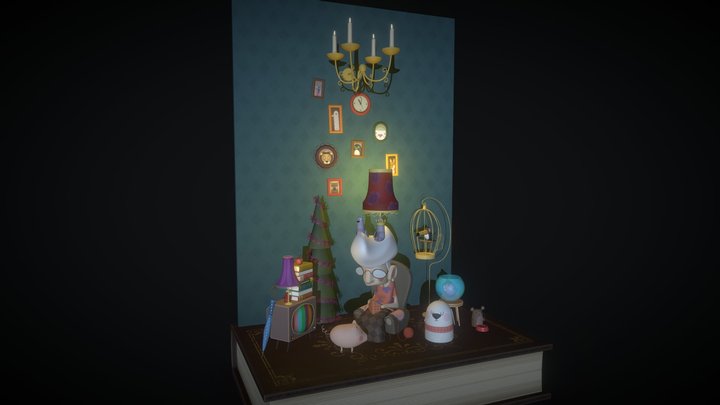 Miss Rose and her pets 3D Model