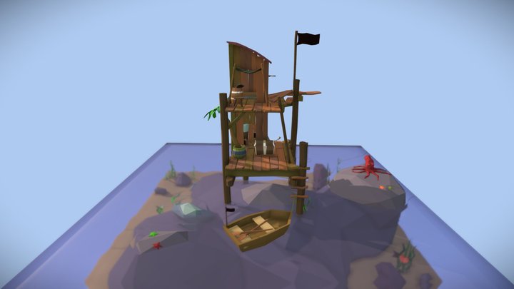 Sea shack scene 3D Model