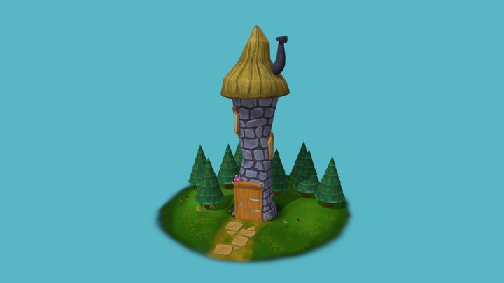 Low Poly Wizard Tower 3D Model