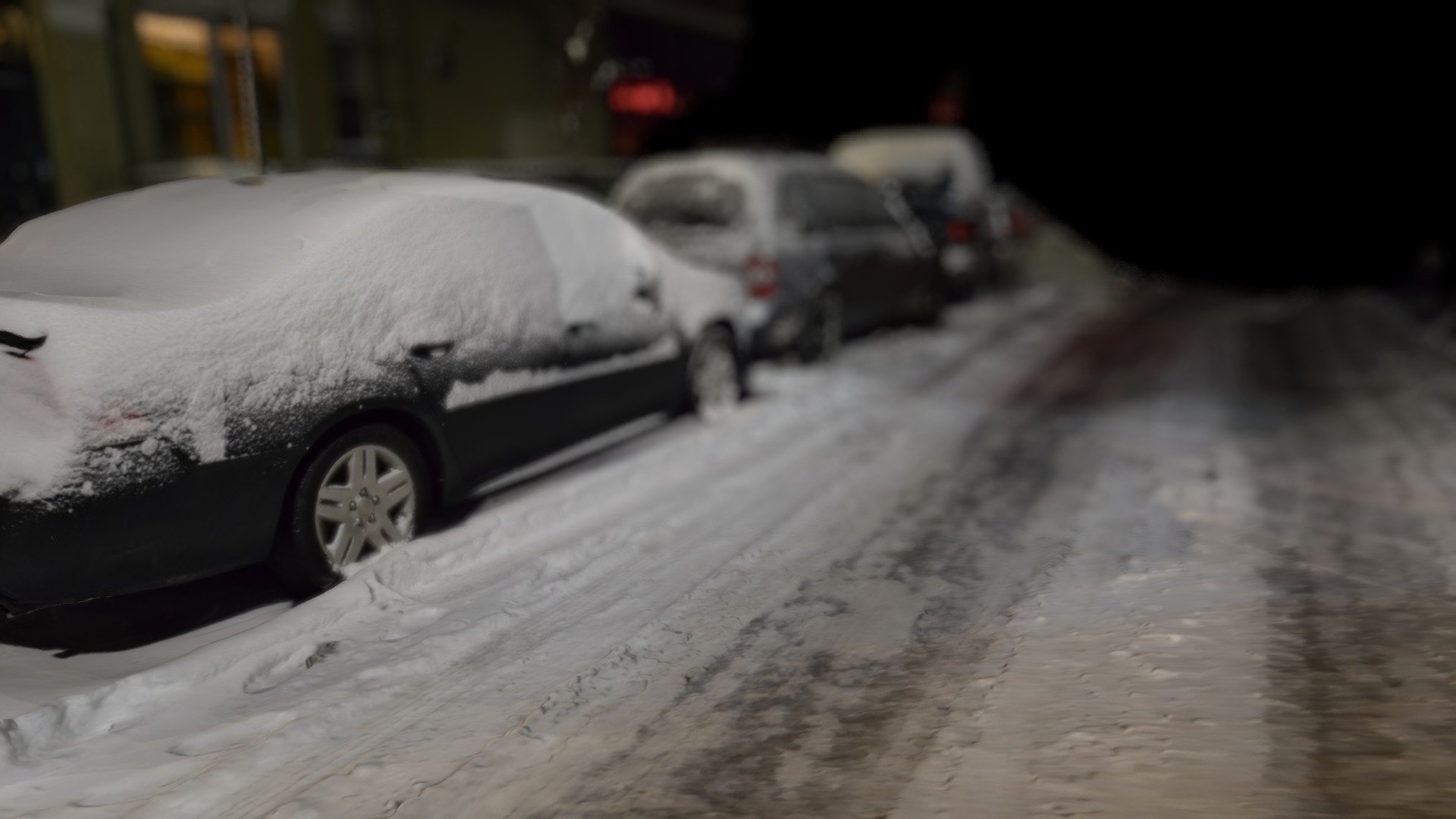 Snowed street in Bushwick, Brooklyn