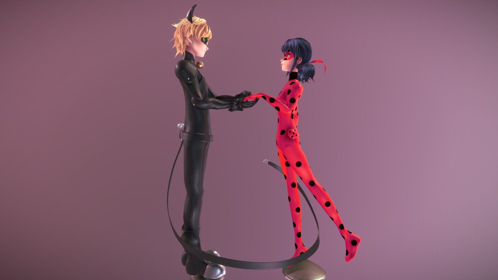 3D model Cat Noir Animated Rigged from Miraculous Ladybug VR / AR /  low-poly