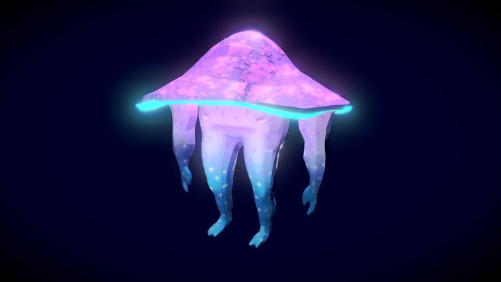 Magic mushroom pixel character 3D Model